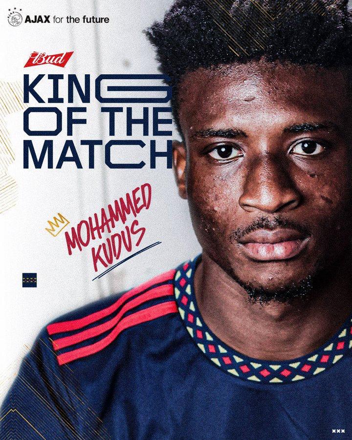 Ajax playmaker Mohammed Kudus wins 'King of the Match award in Heerenveen mauling